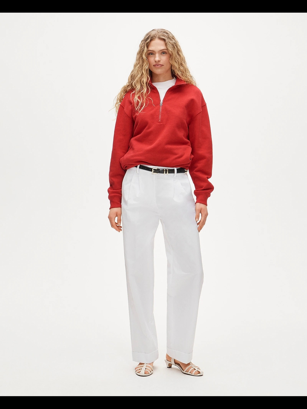J. Crew White Wide-leg pleated pant